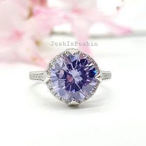 3.55CT purple halo diamond ring in sterling silver